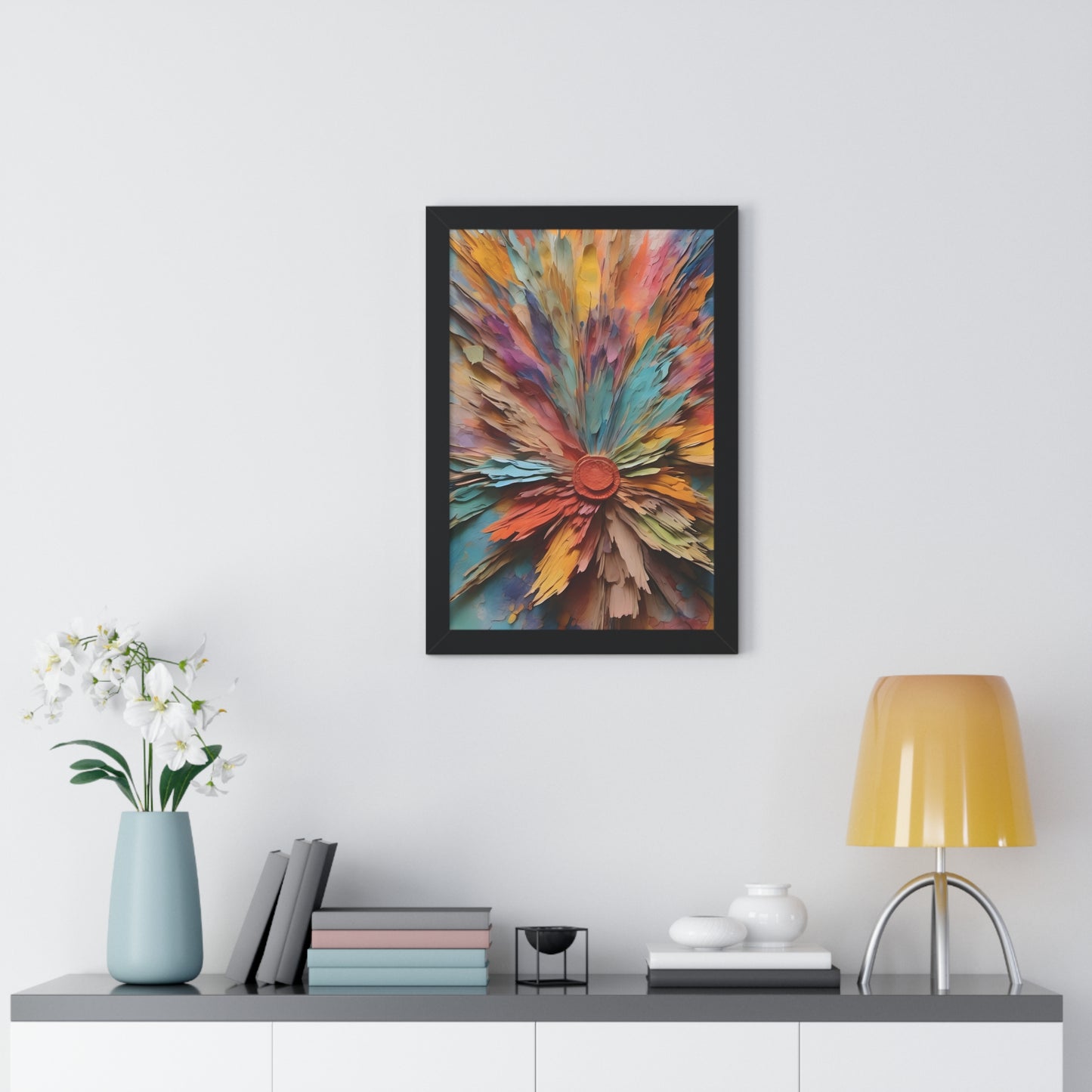 Paper flowers pastel 5 Framed Vertical Poster