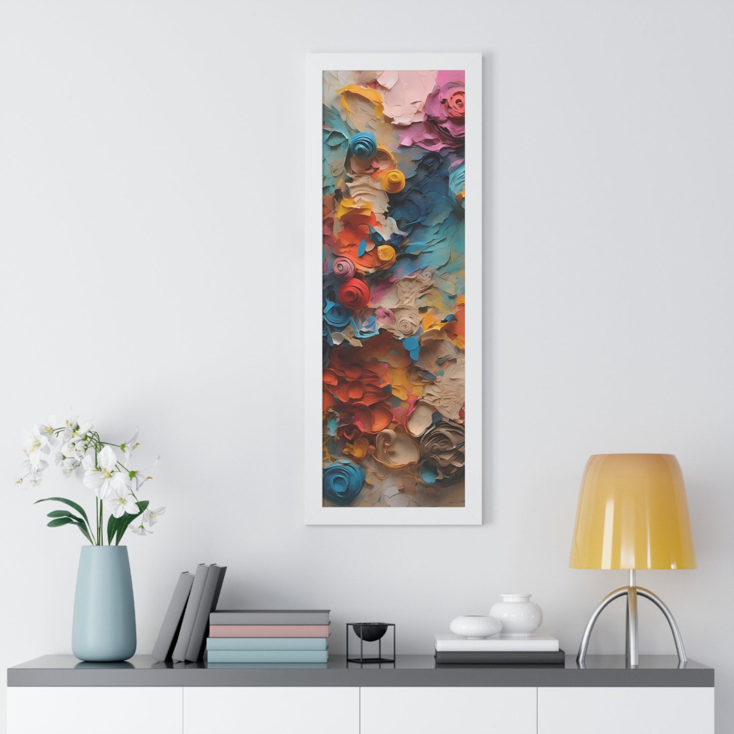 Paper flower pastel 1 Framed Vertical Poster