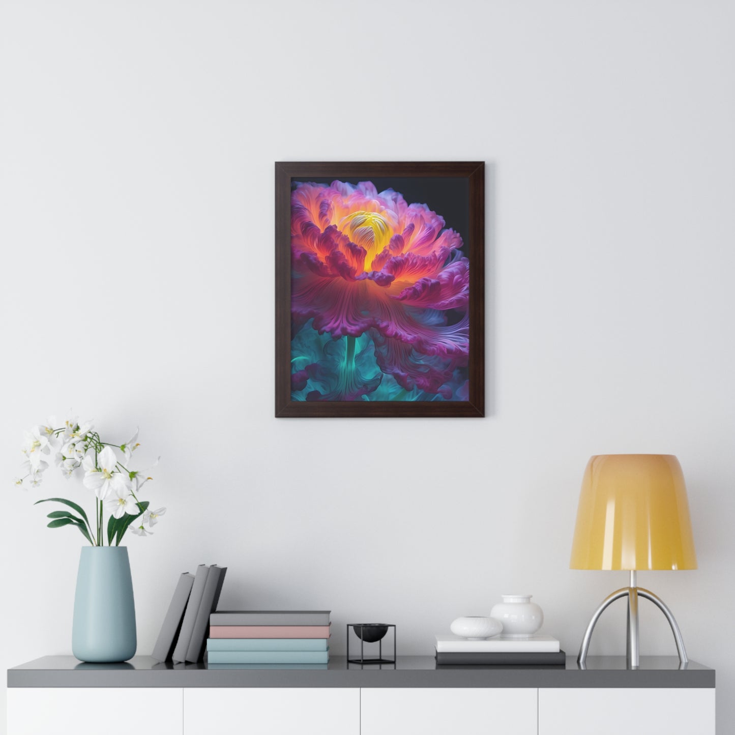 Smokey Peony Framed Vertical Poster