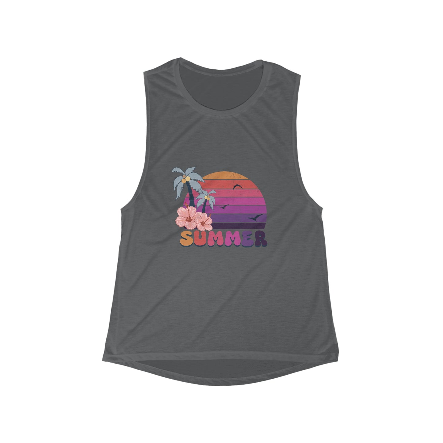 Retro summer Women's Flowy Scoop Muscle Tank