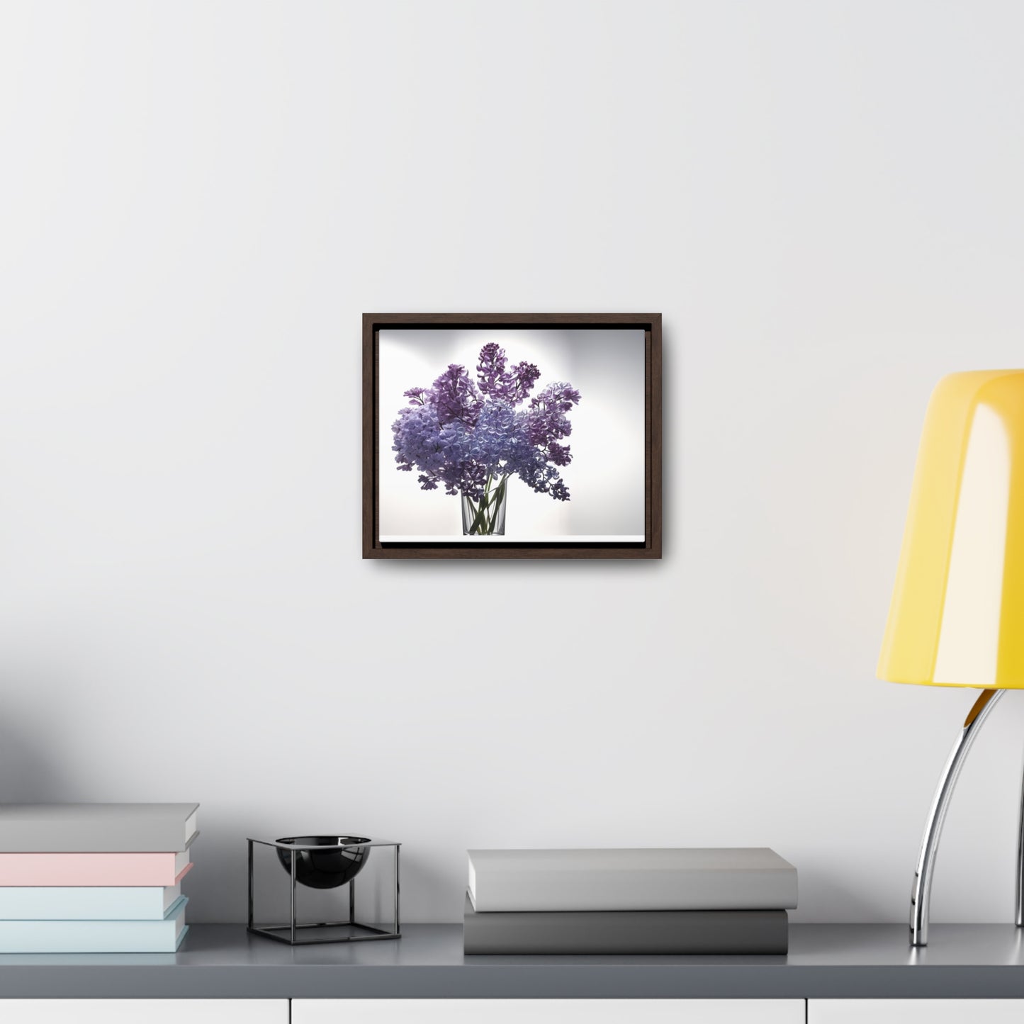 Vase of glass lilacs framed Canvas Gallery Wraps