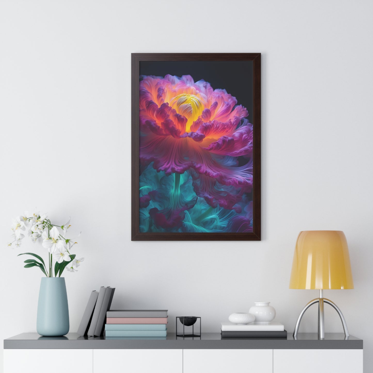 Smokey Peony Framed Vertical Poster