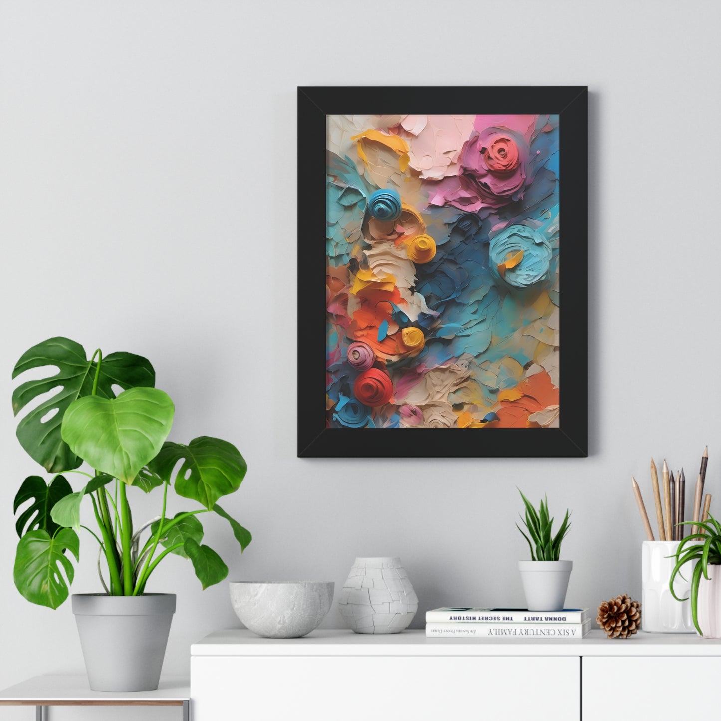 Paper flower pastel 1 Framed Vertical Poster